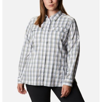 Columbia Silver Ridge Lite Plaid Long Sleeve Plus Size, Camisa Blancos Para Mujer | 732105-CRB